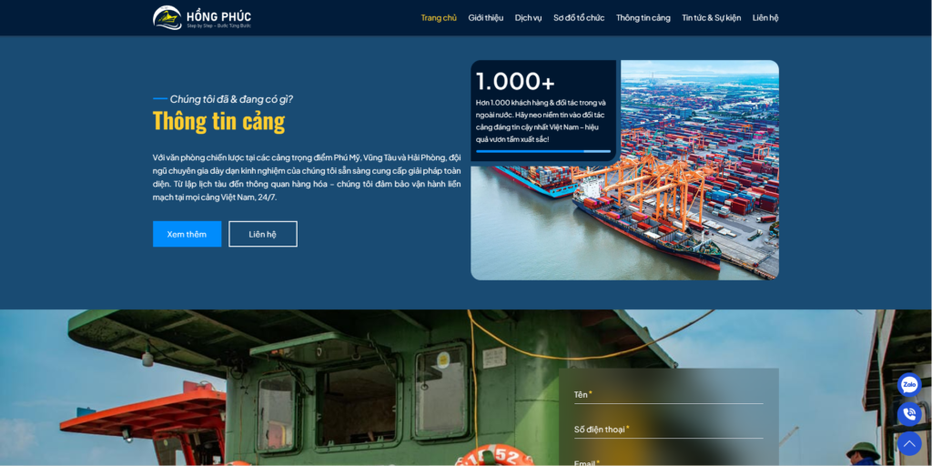 M.O. Creative x Hồng Phúc: Website Hàng Hải Chuyên Nghiệp